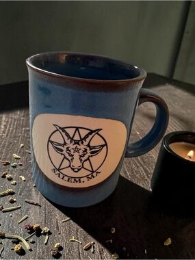 Shame mass blue Ceramic Salem Mug with Emblem NIB